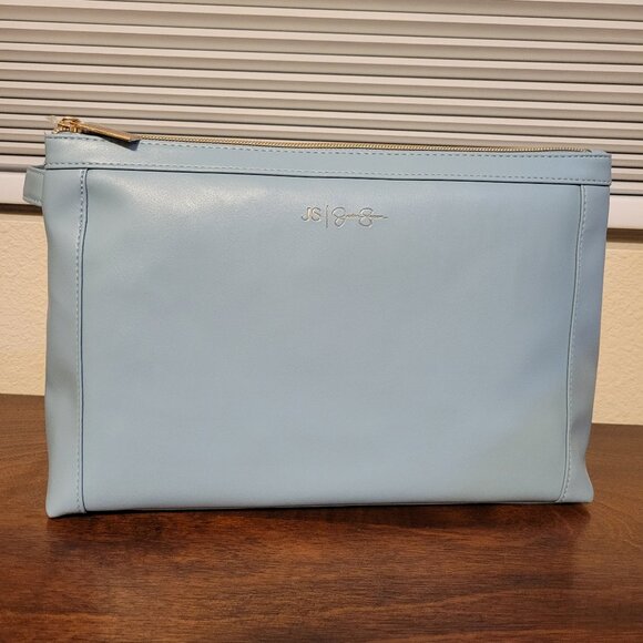 NWT Jessica Simpson Large Gusset Clutch- Light Blue - Picture 1 of 10